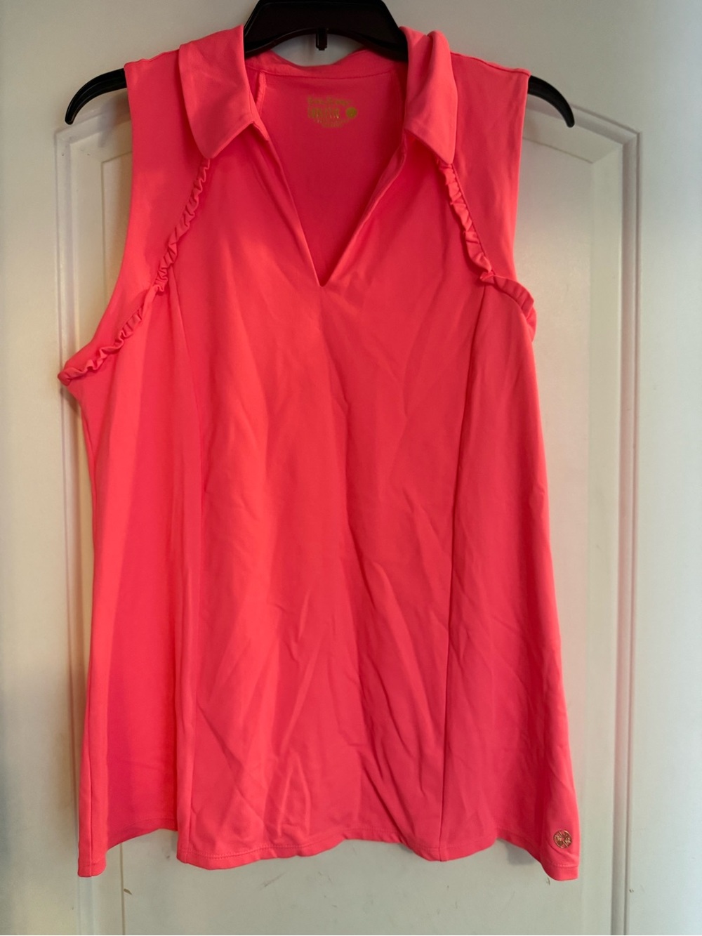 Lilly Pulitzer Sleeveless Polo Tank in Vibrant Coral Pink